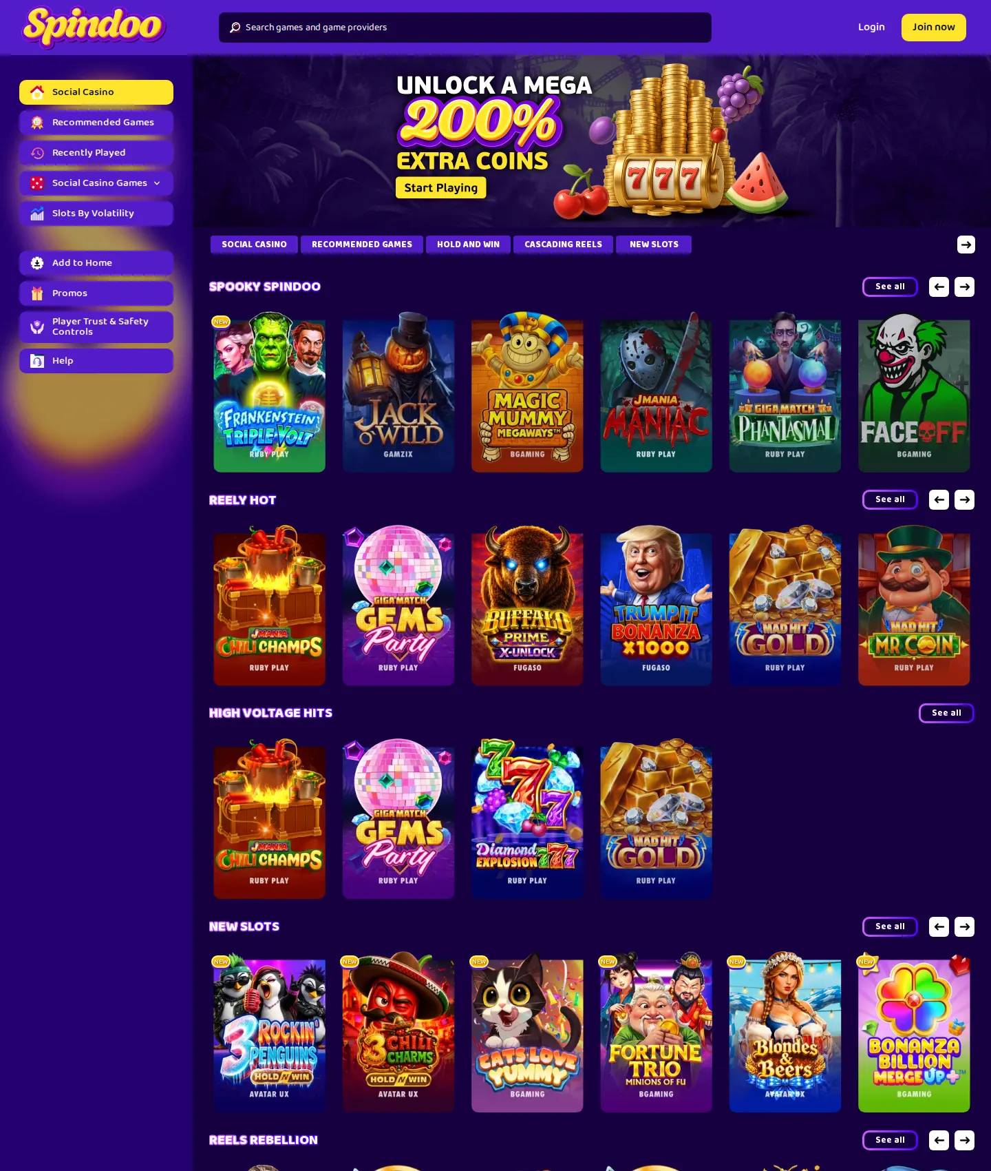 Screenshot of the Spindoo website