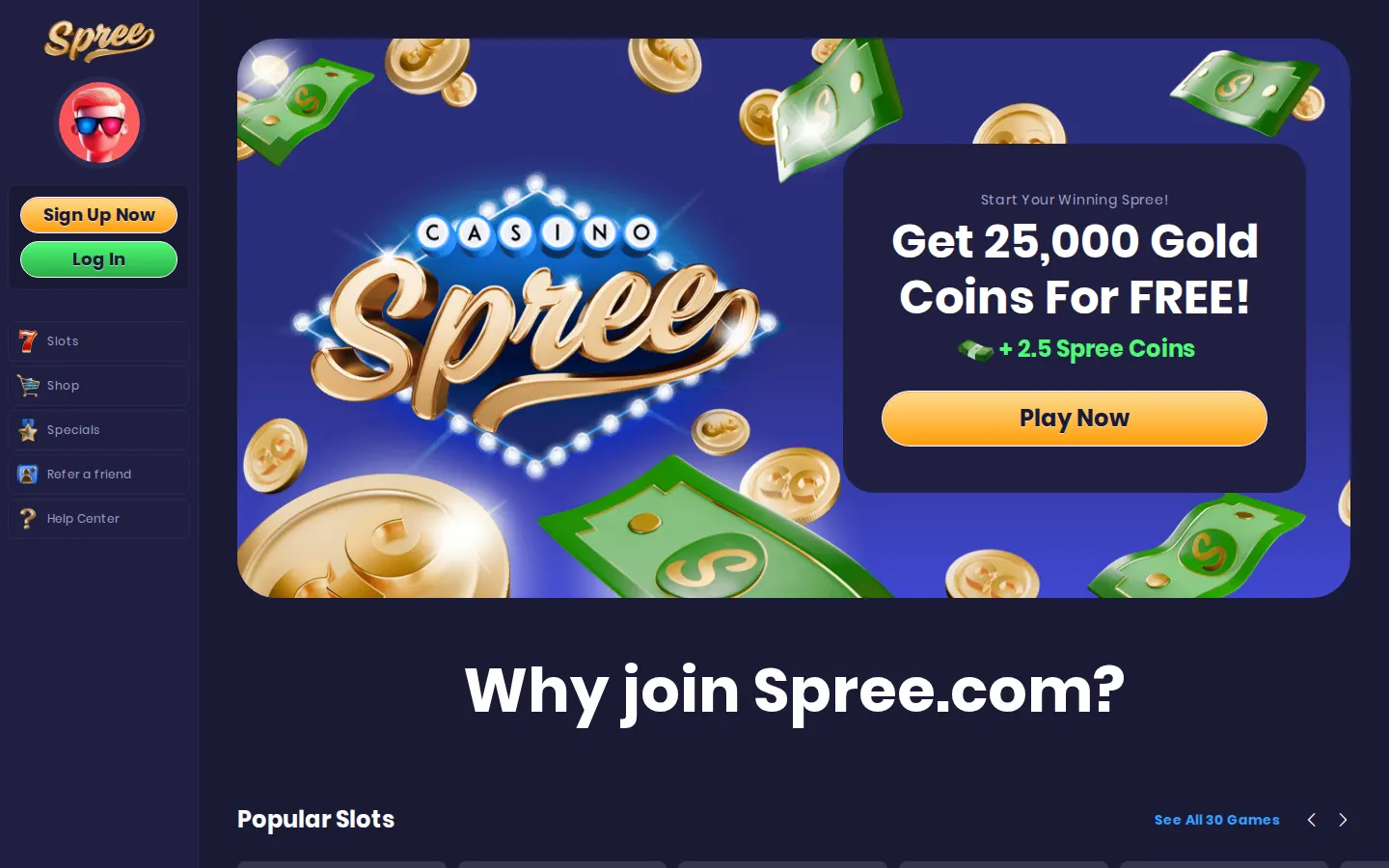 Screenshot of the Spree website